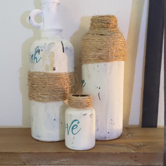 Cherish, Hope & Love Hand Painted Jars - Picture 2 of 3